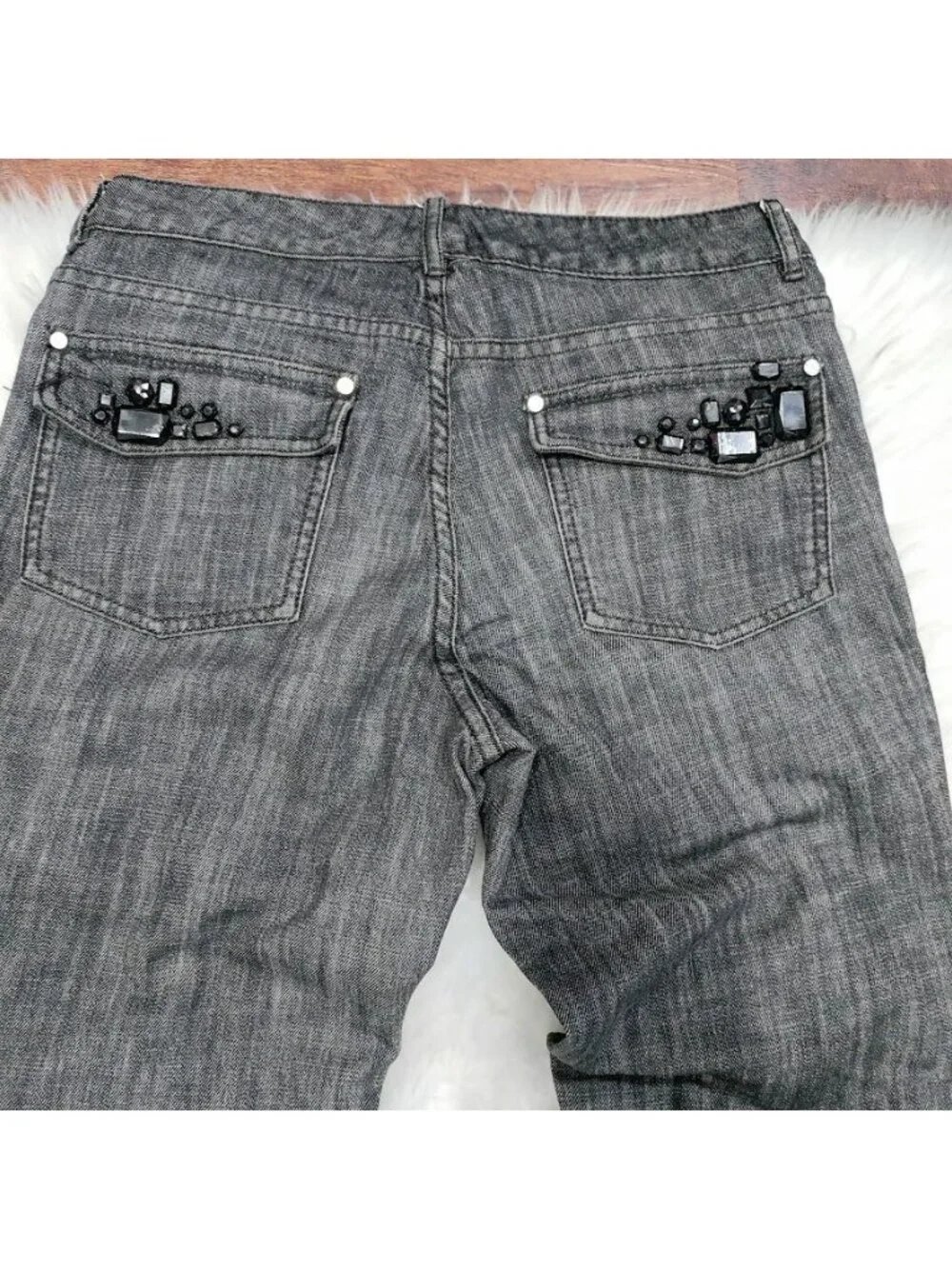 Michael Kors Size 6 Black Studded Pocket Slim Straight Jeans